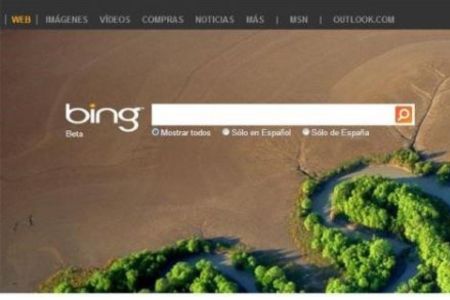 Interface du moteur de recherche Microsoft Bing